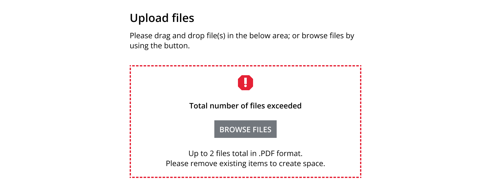 File upload with a group error message.